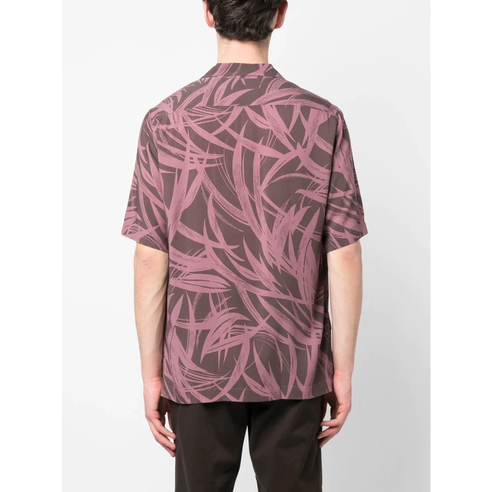 Lardini Viscose korte mouw shirt gemaakt in Italië Pink Heren