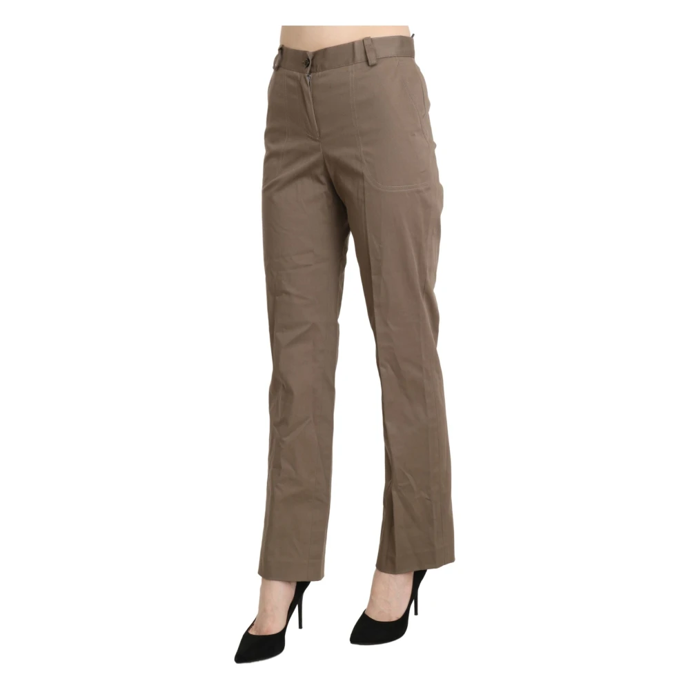 Bencivenga Elegante Straight Pants met hoge taille in Bruin Brown Dames