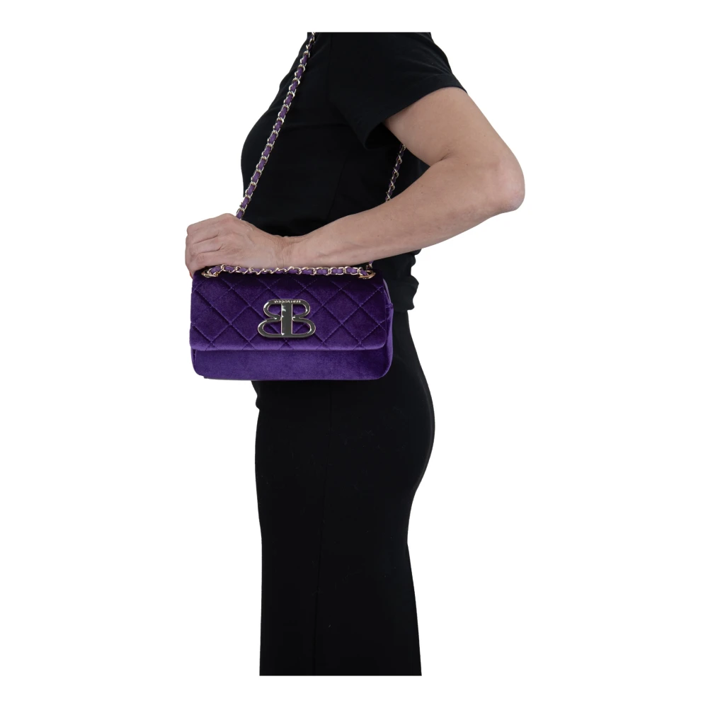 Tosca Blu Gewatteerde Schoudertas met Drukknop Purple Dames