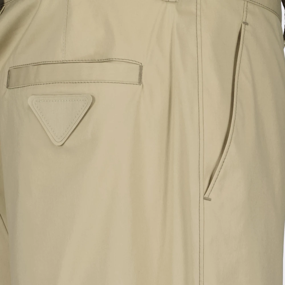 Prada Beige Straight Cut Cotton Pants Beige Heren