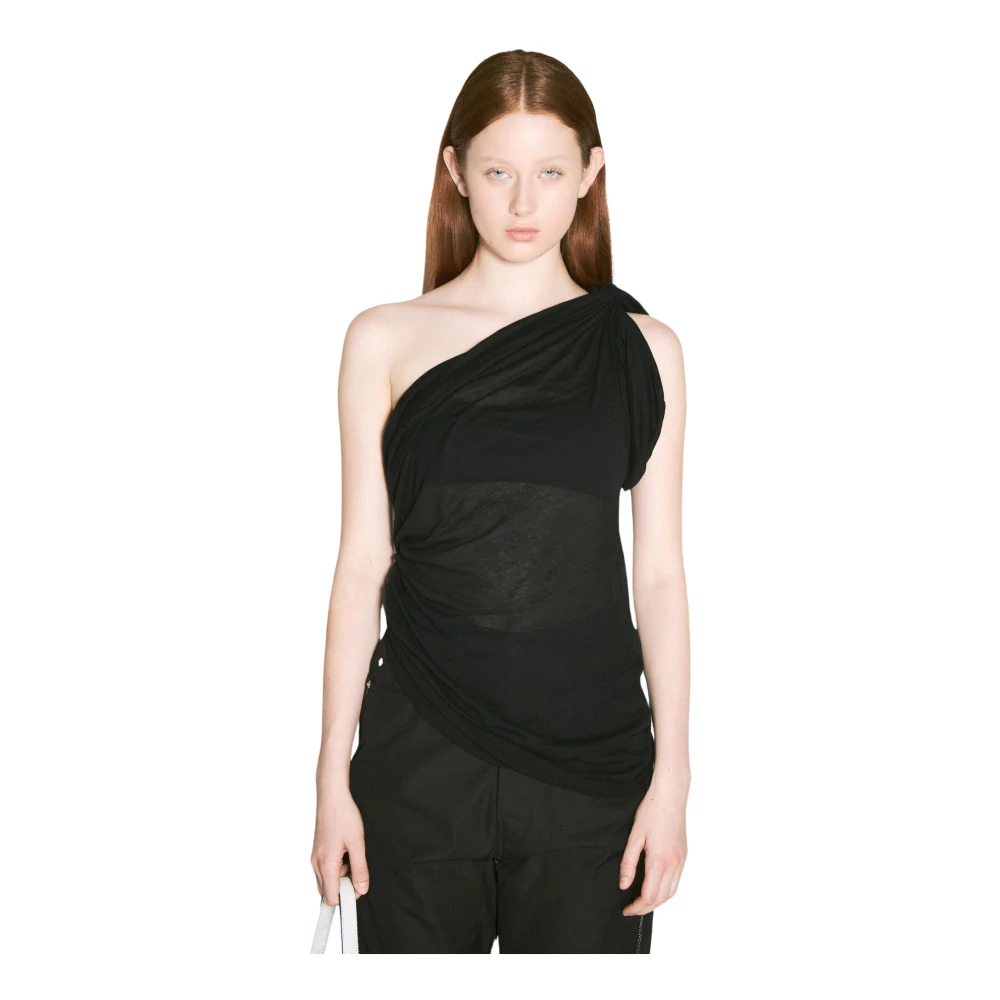 Rick Owens Twisted One Shoulder Top Black, Dam