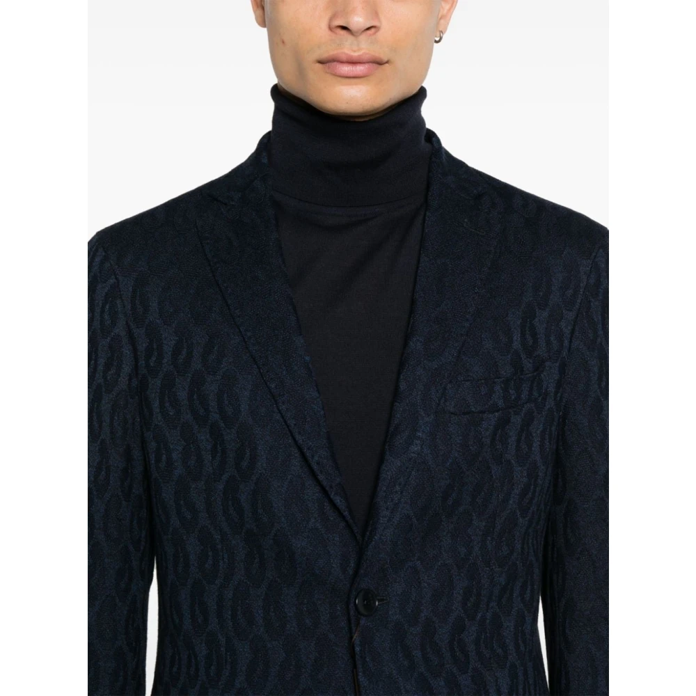 ETRO Blauwe Textuur Katoenen Jas Blue Heren