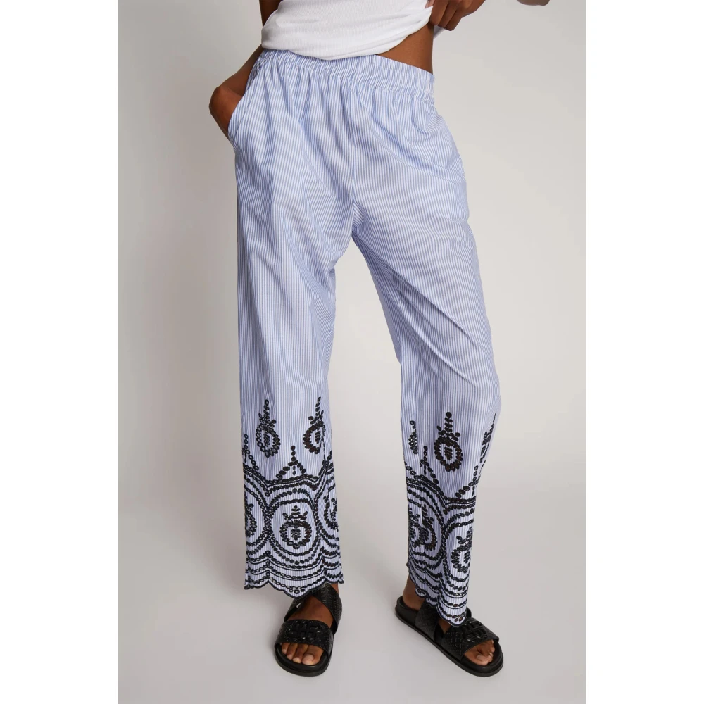 Munthe Geborduurde Krijtstreep Broek Blue Dames
