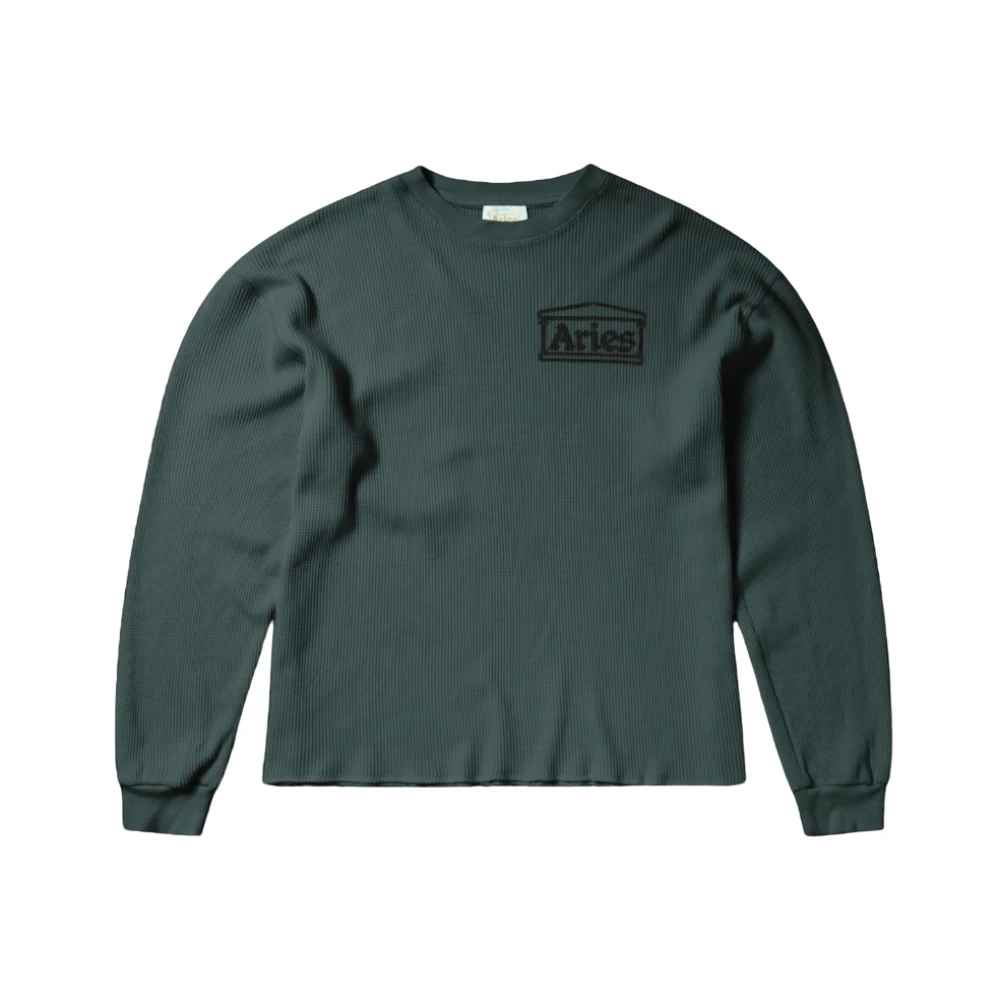 Aries Lange Mouw Wafel T-shirt Green Heren