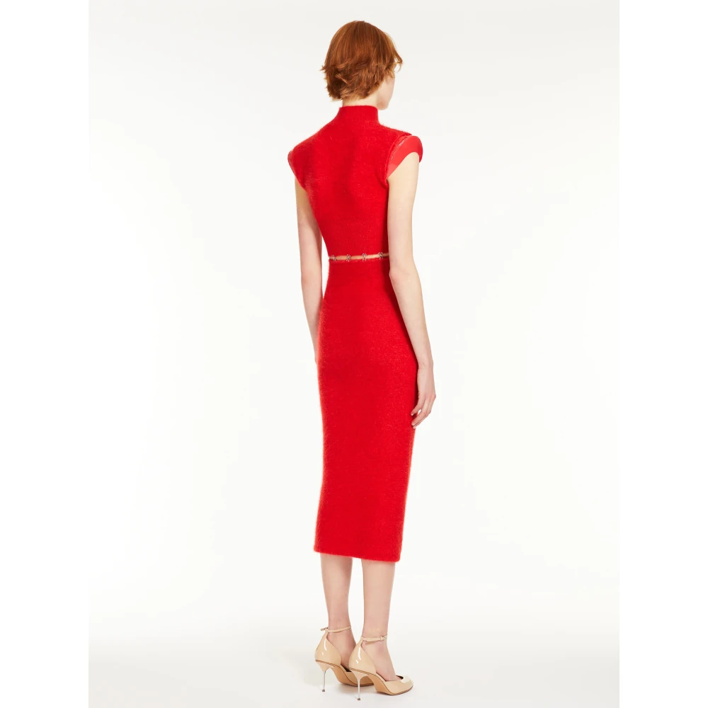 SPORTMAX Chique Midi Jurk met Metallic Clips Red Dames