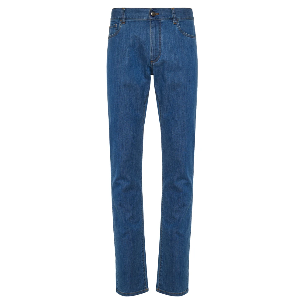 Canali Slim-Fit Denim Jeans Blue Heren