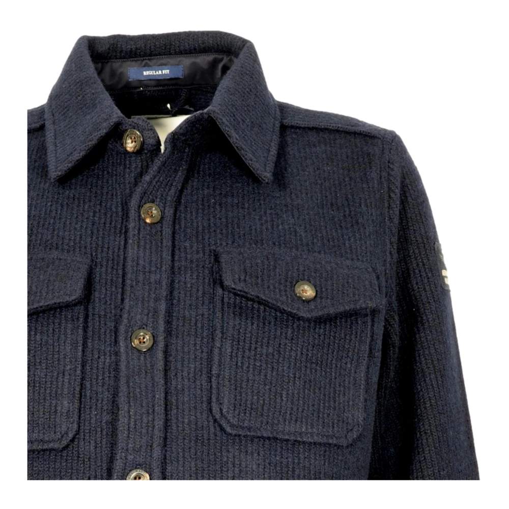 aeronautica militare Blauwe Ribshirtjas Lange Mouw Blue Heren