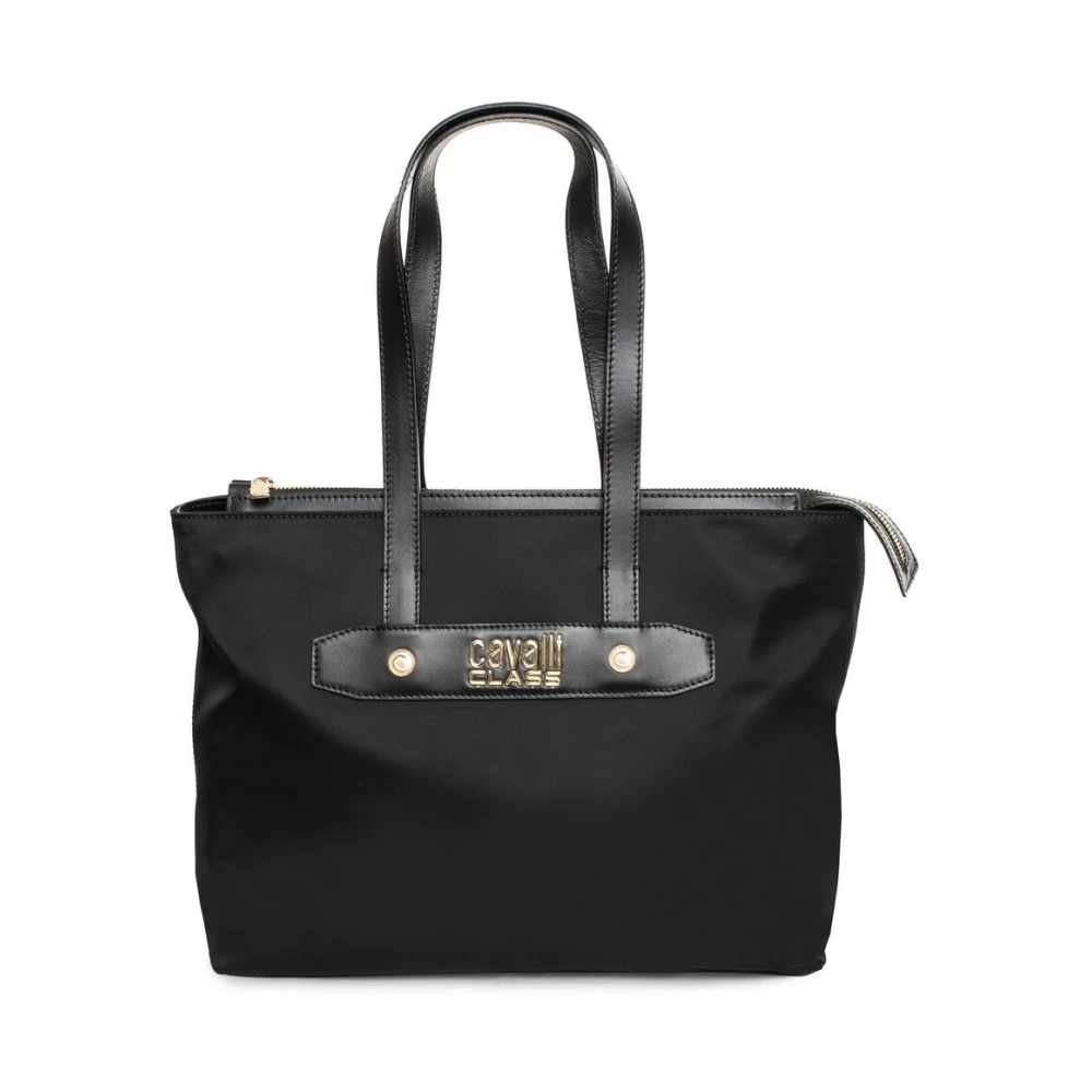 Cavalli Class Leren schoudertas met zichtbaar logo Black Dames