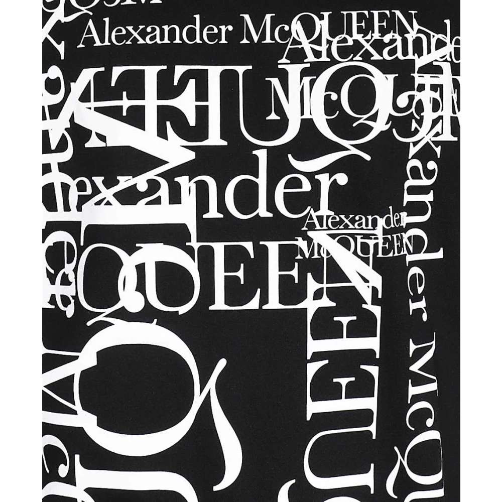 alexander mcqueen Maxi Print Katoenen Crew-Neck T-Shirt Black Heren