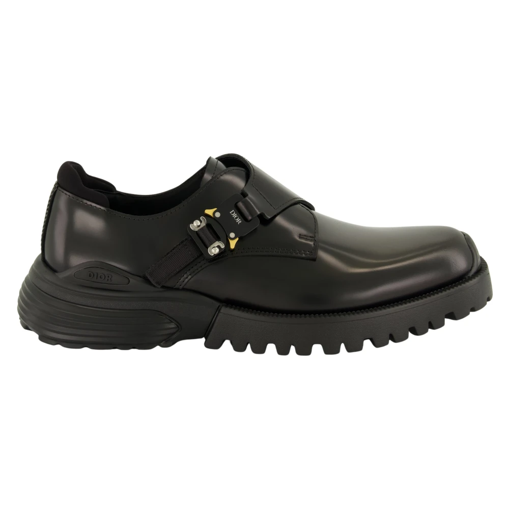 Dior Mannelijk Zwart Schoenen Heren, 43 Eu, Leer, Monk Combat Leren Schoenen Lente-Zomer 2025