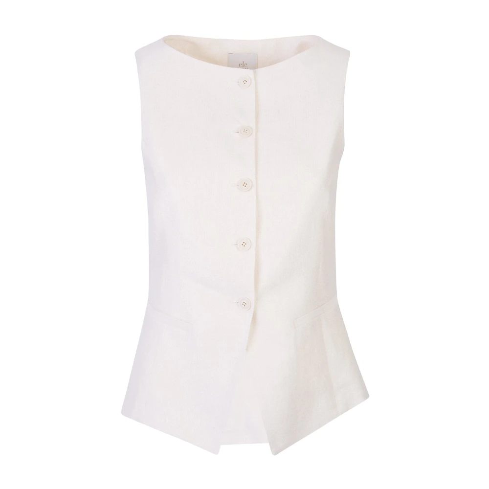 Eleventy Vrouw Beige Jassen Dames, 3XS, Polyester, Gilet Senza Collo