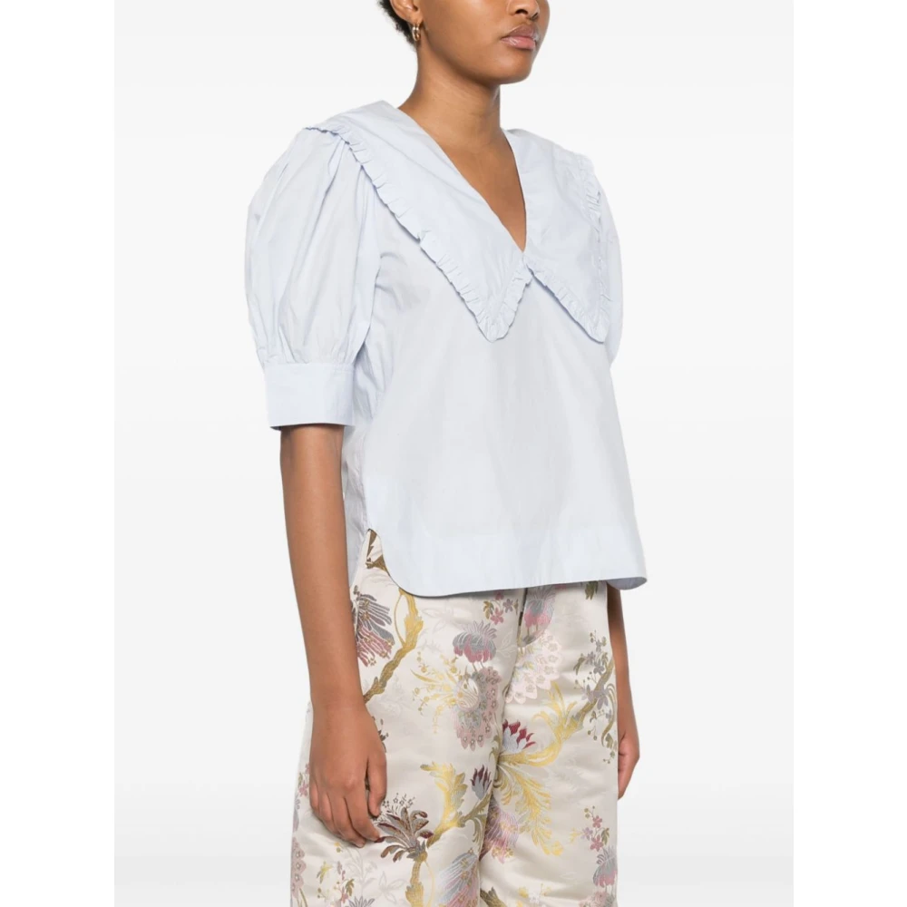 Ganni Heldere Blauwe Overhemd Stijlvol Model Blue Dames
