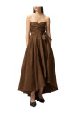 robe-midi-marron-avec-encolure-coeur