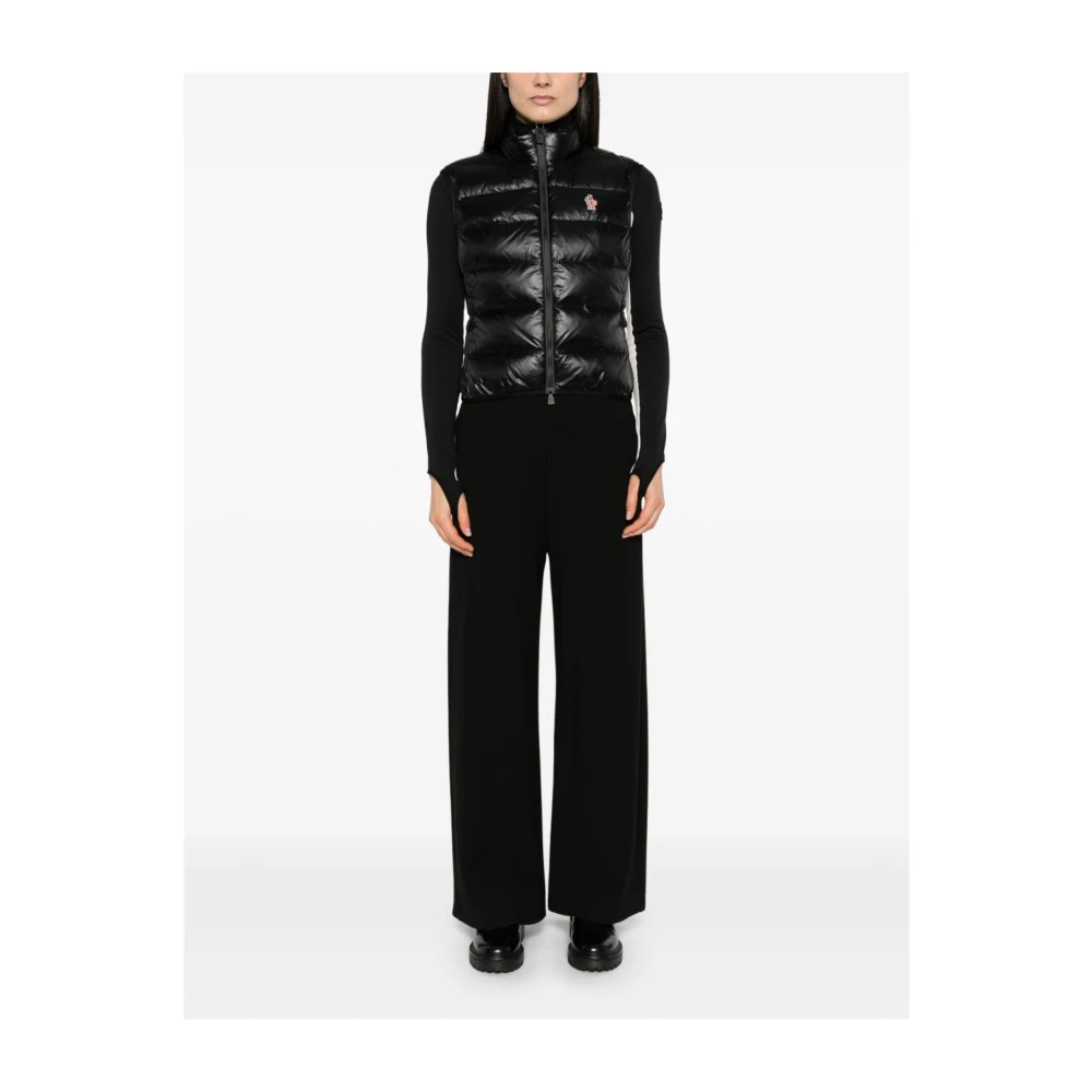 Moncler Gewatteerde Zwarte Trui met Ritszakken Black Dames