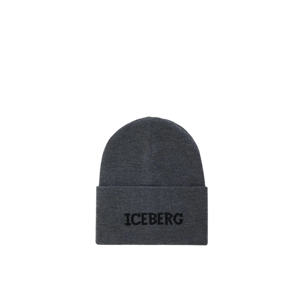 Iceberg Men's Gray Knitted Beanie Hat