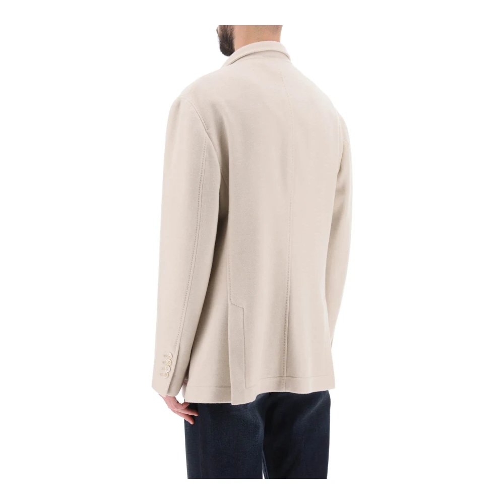 BRUNELLO CUCINELLI Relaxte Cashmere Jas met Gedestructureerde Stijl Beige Heren