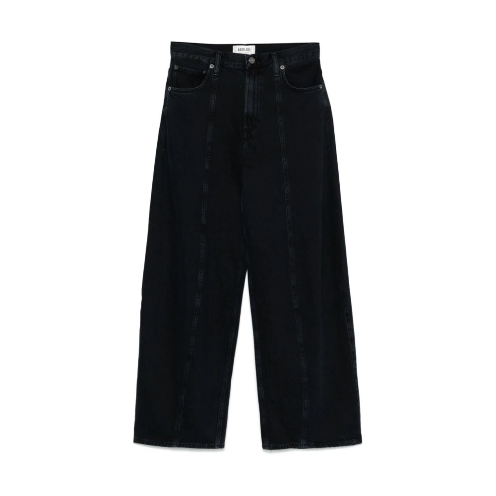 Agolde Hoge Taille Wijde Pijp Denim Broek Black Dames