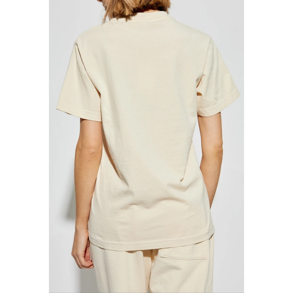 Sporty & Rich T-shirt uit de Varsity Crest collectie Beige Unisex