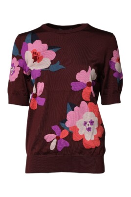maroon-blomstret-silke-crew-neck-bluse