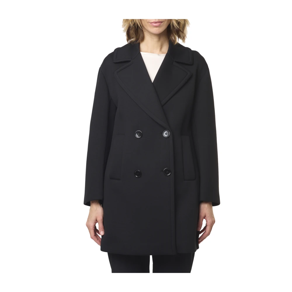 Max Mara Zwarte double-breasted scuba jas Black Dames