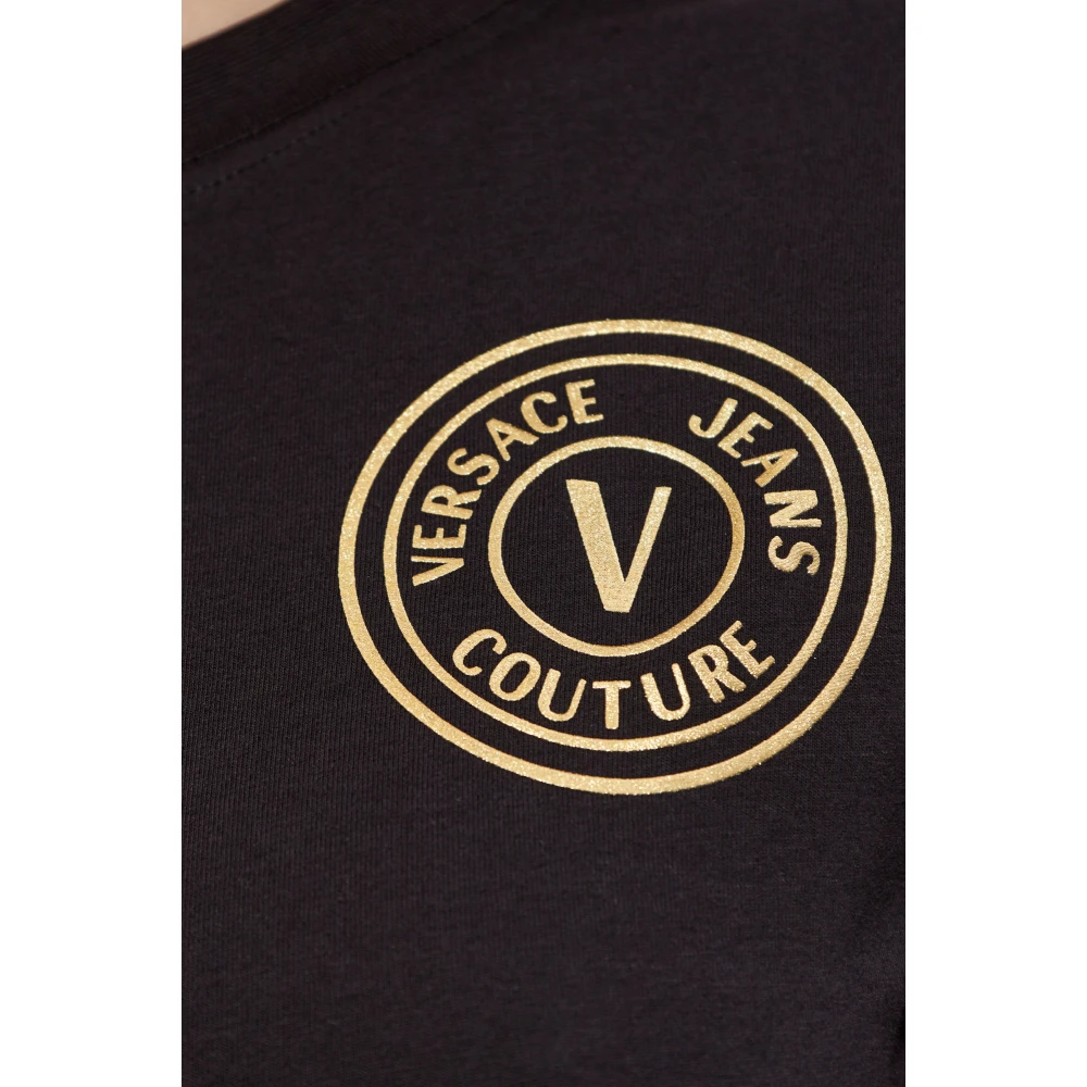 Versace Jeans Couture Jurk met bedrukt logo Black Dames