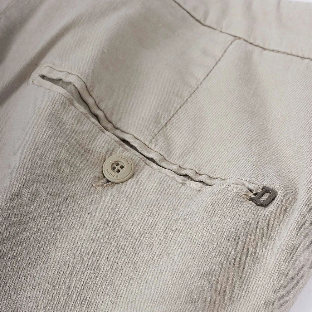 Dondup Slim-Fit Linen Blend Trousers Beige Heren