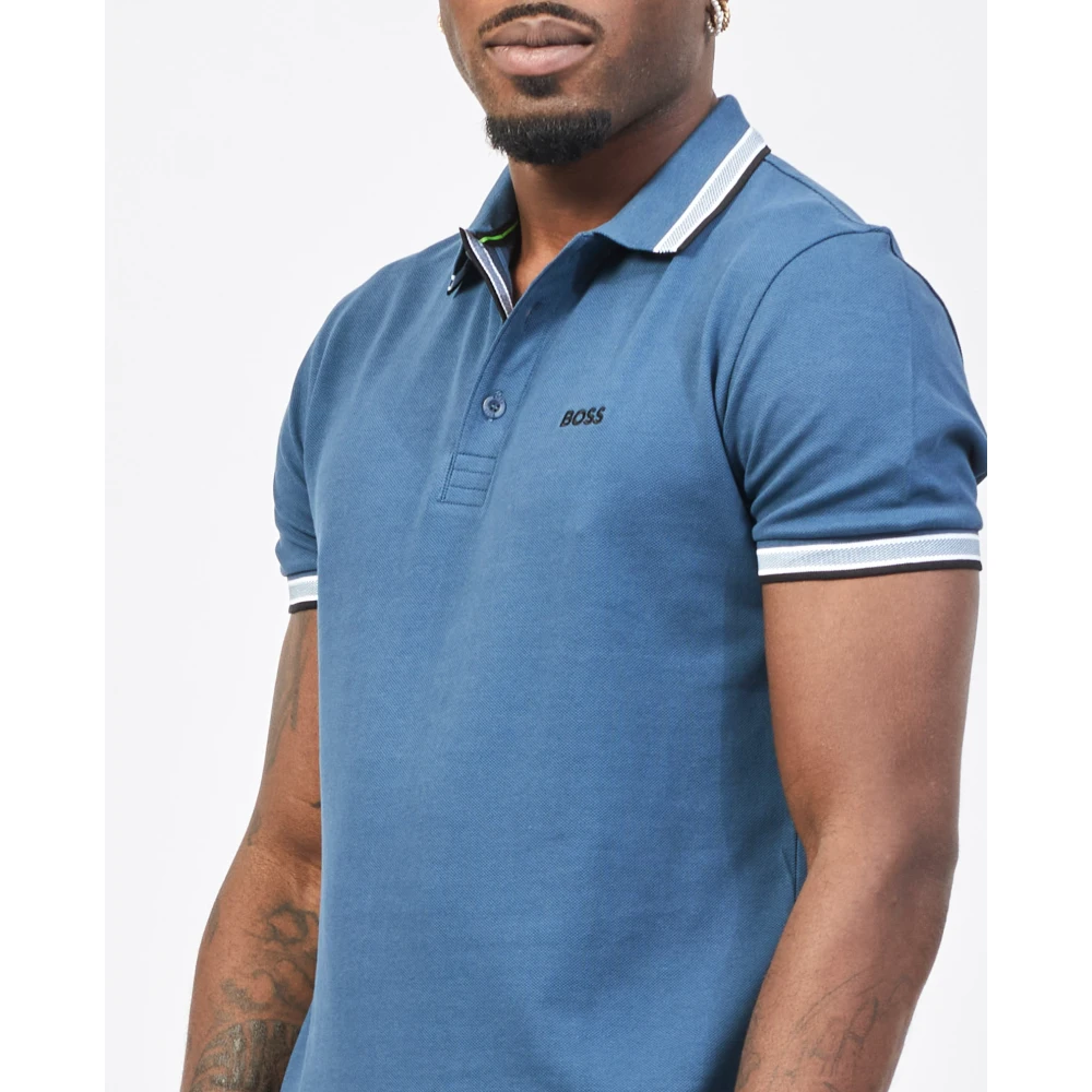 Hugo Boss Blauw Poloshirt met Contrastdetails Blue Heren