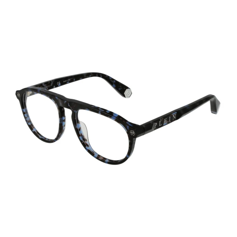 Philipp Plein Blauwe Ronde Optische Monturen van Celluloseacetaat Blue Heren