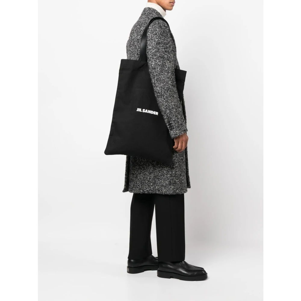 Jil Sander Zwarte katoenen en linnen tote tas Black Unisex