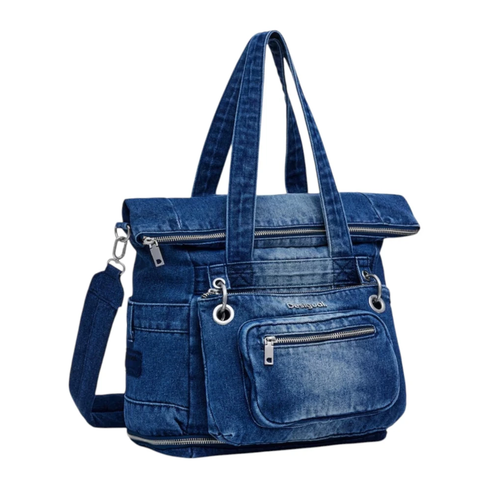 Desigual Blauwe Schoudertas met Rits Blue Dames