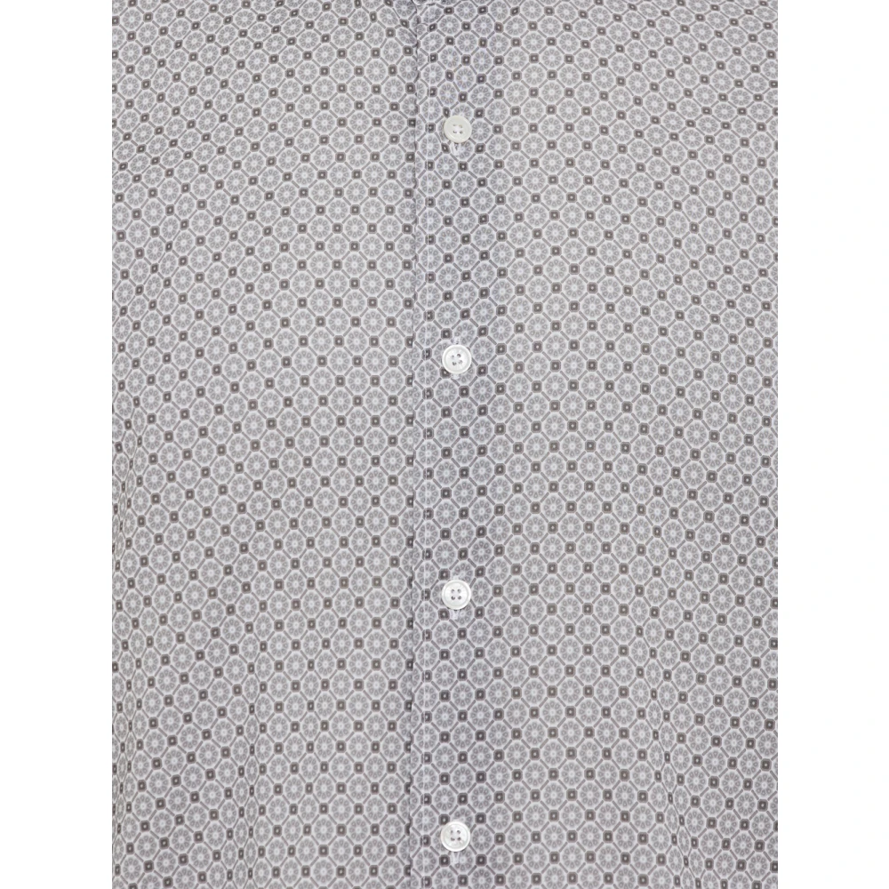 Fedeli Katoen Elastaan Shirt Made in Italy Gray Heren