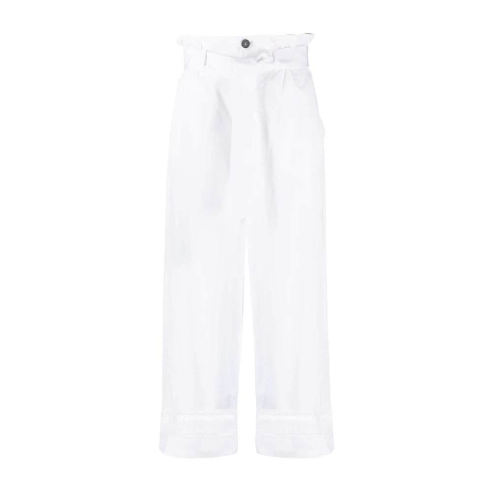 Lorena Antoniazzi White High Waist Trousers - Female - Wide Trousers - 2XS - Trousers