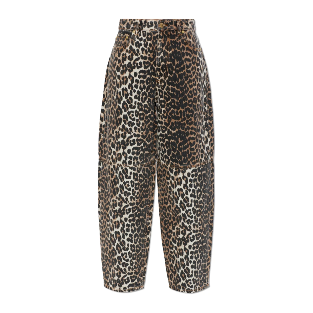 Ganni Women's Brown Leopard Printed Stary Jeans