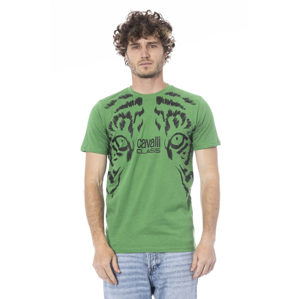Cavalli Class Logo Print Korte Mouw T-shirt Green Heren