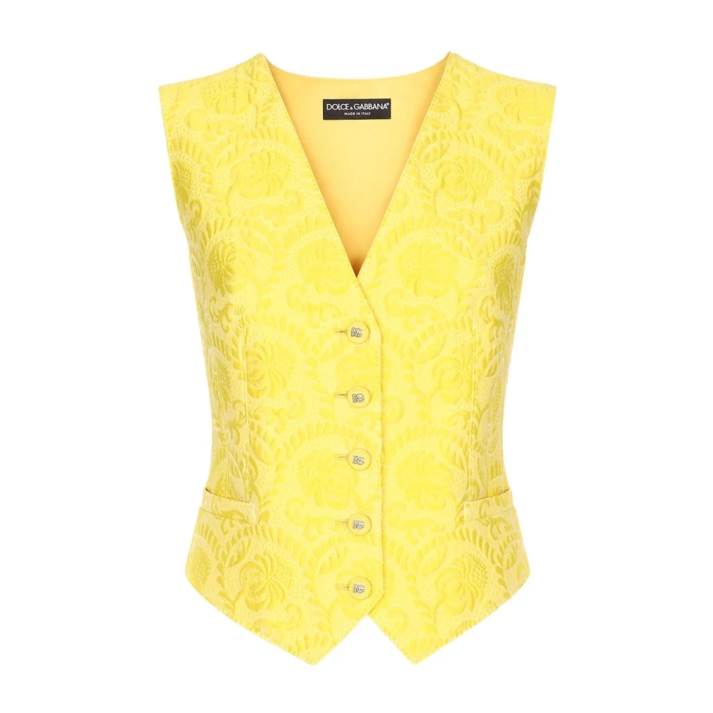 Dolce & Gabbana Jacquard Vest Yellow Dames
