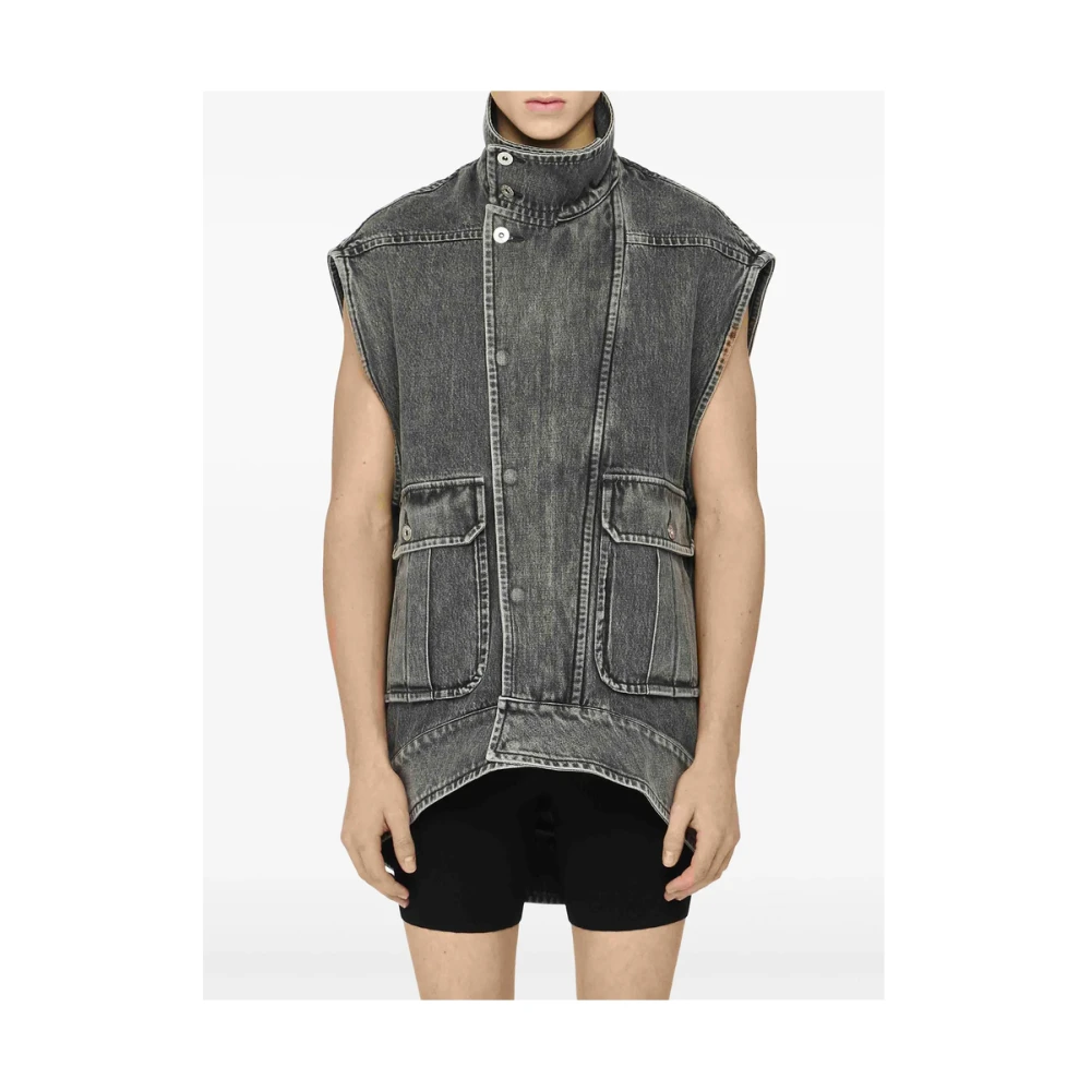 JW Anderson Grijze Gesp Sluiting Vest Hoge Hals Gray Heren
