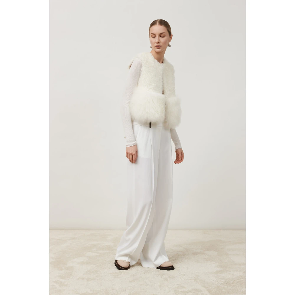 PESERICO Geplooide broek van viscose en wol White Dames