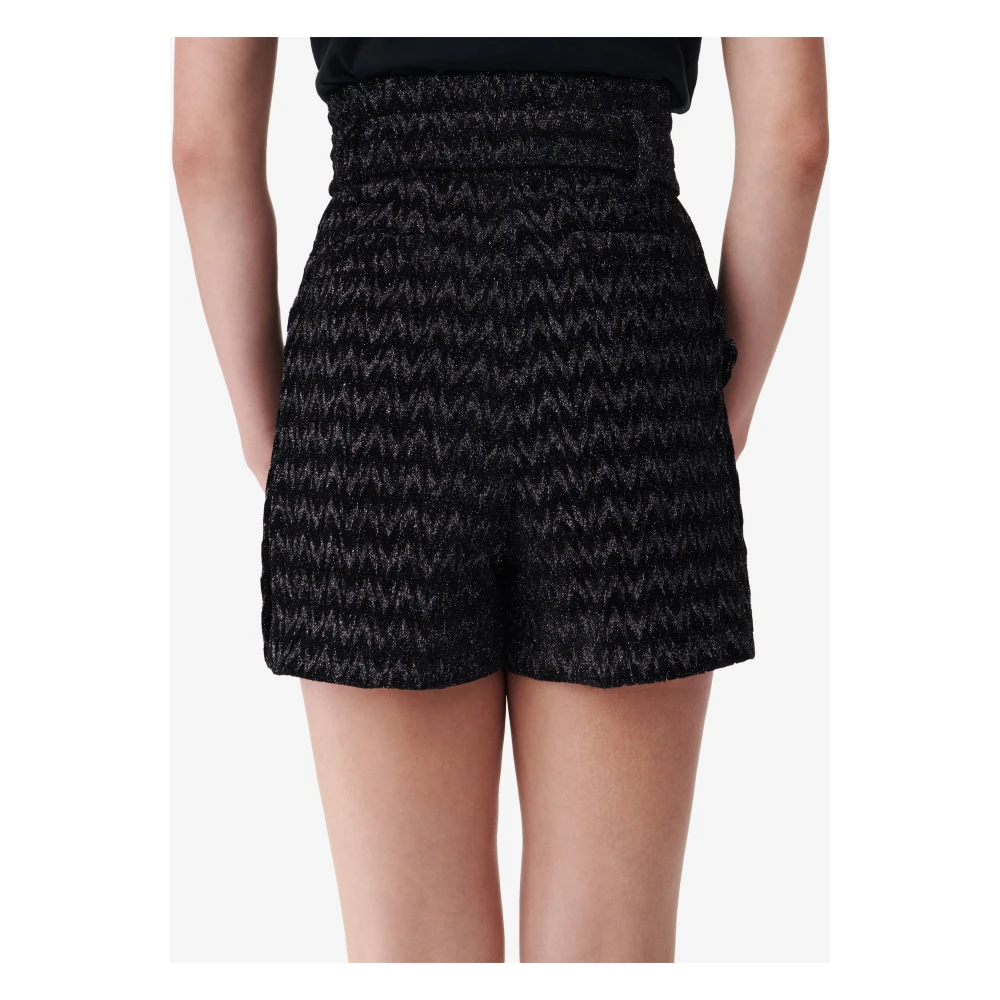 IRO Zwarte High-Waist Lurex Shorts Black Dames