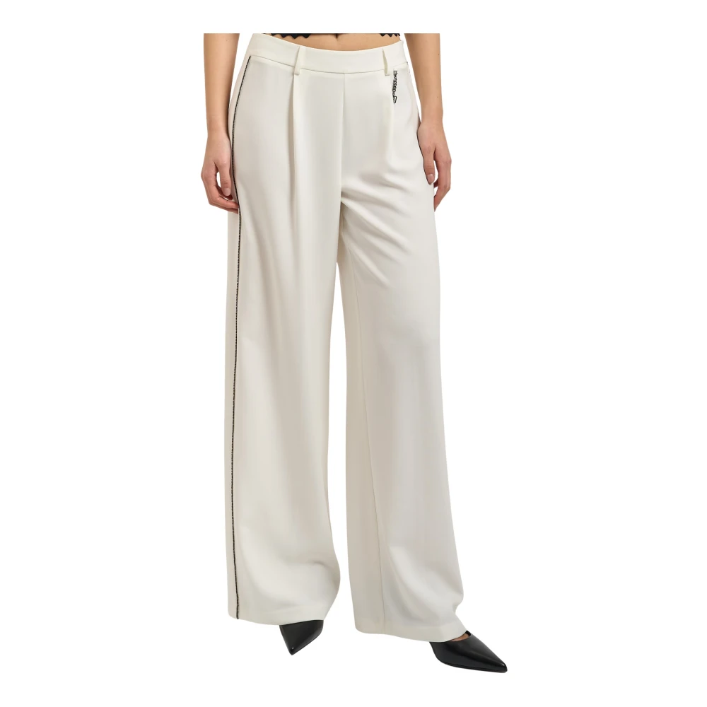Fracomina Donna Bianco - Pantaloni Palazzo Svasati Con Pieghe - Trousers - S