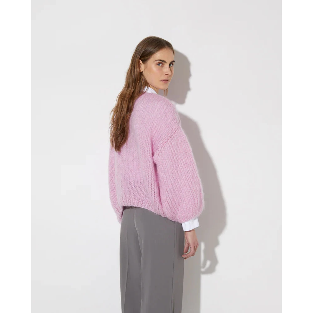 Maiami Zachte Mohair Bomber Cardigan in Roze Pink Dames
