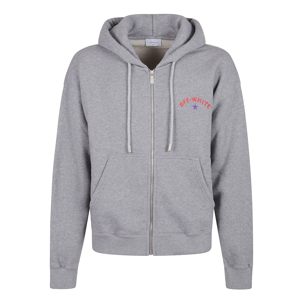 Off White Pijl Zip Skate Hoodie Gray Heren