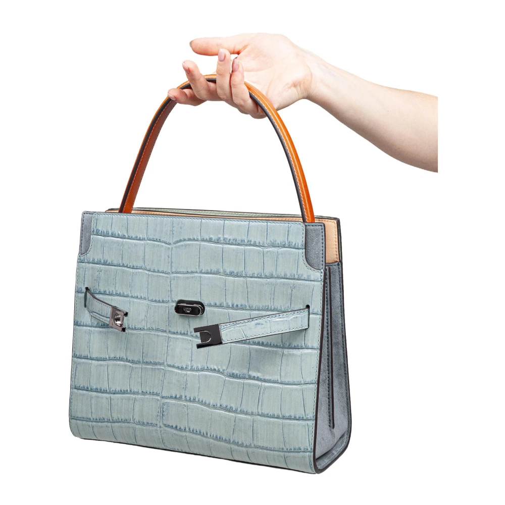TORY BURCH Krokodillenprint Leren Handtas Blue Dames