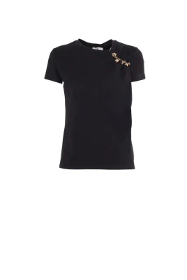 Svart Bomull Jersey Kortärmad T-shirt