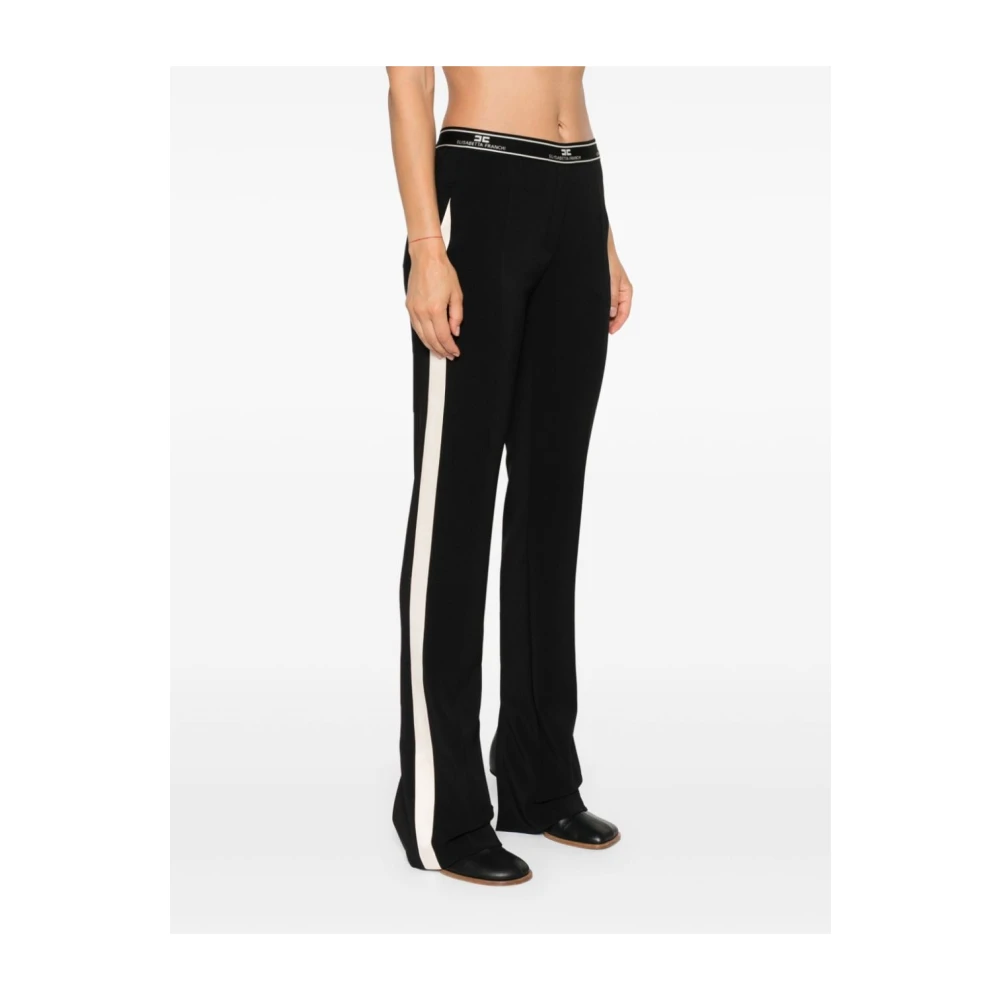 Elisabetta Franchi Zwarte Rechte Broek met Splitten Black Dames