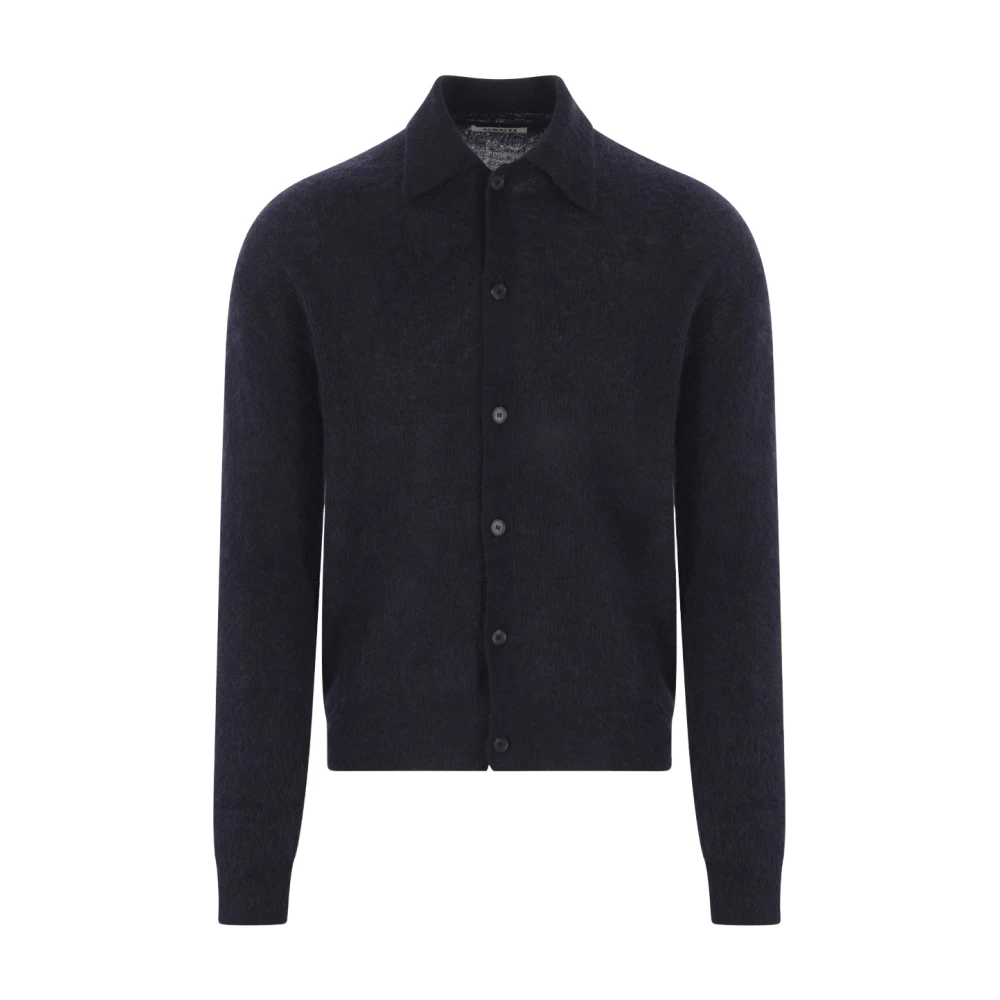 Auralee Navy Blauwe Alpaca Gebreide Vest Blue Heren