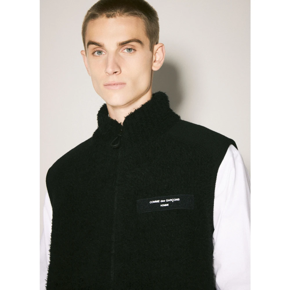 Comme des Garçons Geribbeld Wolmix Vest Black Heren