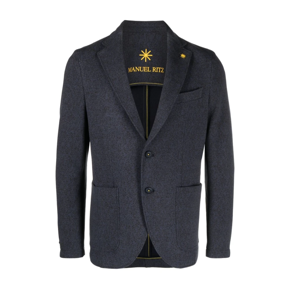 Manuel Ritz Marinblå Bomullsblandning Blazer Blue, Herr