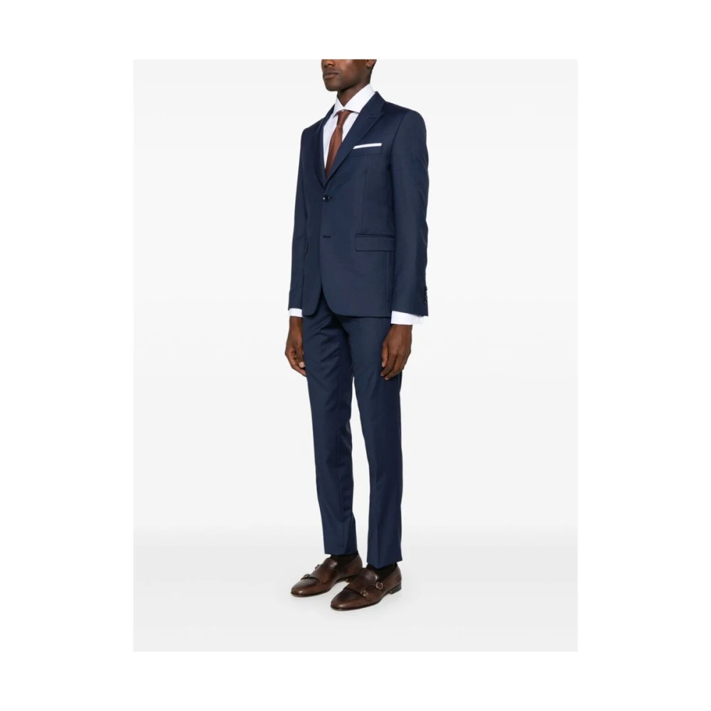 Reveres 1949 Blauw Twill Maatpak met Peak Revers Blue Heren