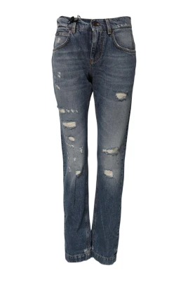 Rhinestone Embellished Tattered Denim Jeans