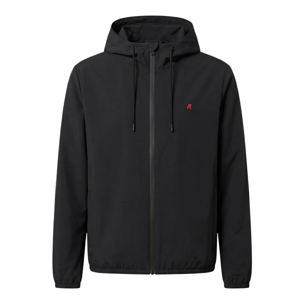Replay Men's Black Light Jackets, M, Micro Poly Hoodie Jacket